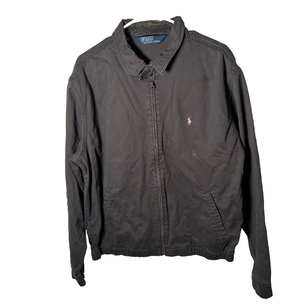 Vintage Polo Ralph Lauren Harrington Jacket Men's Large Gray Full Zip Cotton